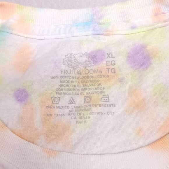 Fruit of the Loom Short Sleeve Casual T Shirt Adult Mens Size XL Tie-dye Multi - Picture 3 of 10